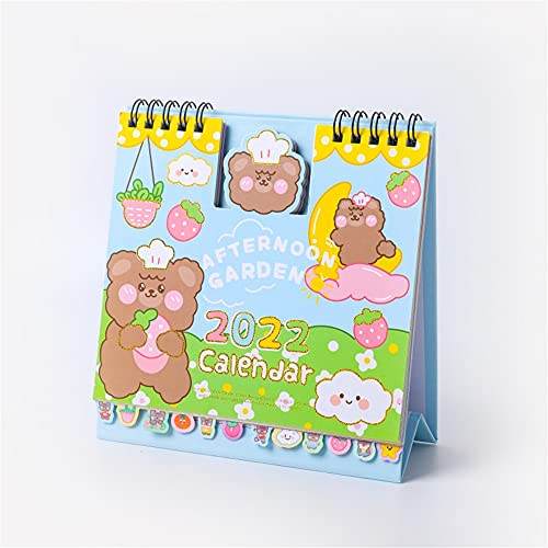 ZAW Kalender Kawaii Cartoon Kaninchen Bär 2022 Schreibtisch Kalender Niedlichen Tageszeitplan Planer Jahresländische Organizer Schreibwaren Büro Schulbedarf Wandkalender Tischkalender (Color : F)