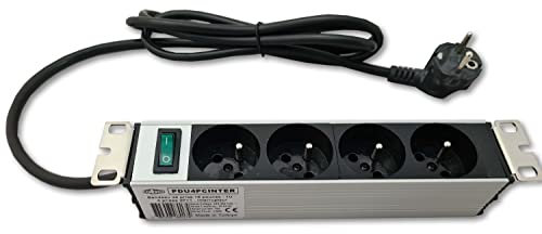 Bandeau de Prise 10 Pouces - 1U - 4 Prises 2P+T avec Interrupteur