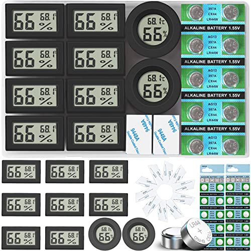 Vaikby Termometro Igrometro Digitale per Interni-Monitoraggio Accurato di Temperatura e Umidità con Design Affidabile -Ideale per Casa, Ufficio, Serra, Garage e Asilo Nido (Confezione da 10)
