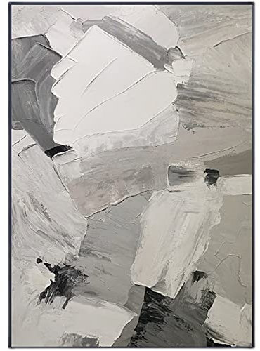 Handgemalte Acrylbilder, Graue Textur Geometrischer Minimalismus Abstraktes Modernes Großes Handgemaltes Messer Kunstwerk Gemälde Auf Leinwand Wandkunst Für Home Office Dekorationen Wohnzimmer,6