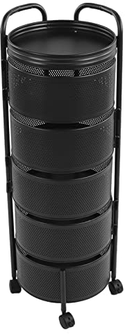 Drehbares Aufbewahrungsregal für die Küche, 5 Ebenen, Gemüseaufbewahrungsturm, Rundes, Drehbares Lagerregal, Standregal mit Rädern für die Aufbewahrung in der Küche, Im Wohnzimmer, Im Badezimmer