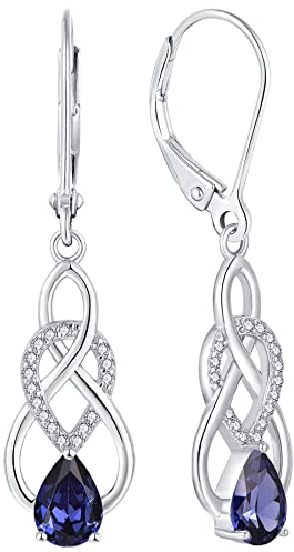 YL Damen Unendlichkeit Keltischer Knoten Tropfen Ohrringe 925 Sterling Silber Dezember Geburtsstein Tansanit Zirkonia Ohrringe