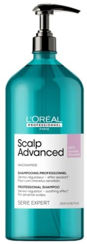 L'Oréal Professionnel, Shampoo gegen Beschwerden & Juckreiz, empfindliche Kopfhaut, ohne Silikon, spendet Feuchtigkeit & beruhigt, Dermo-Regulator, Scalp Advanced, Serie Expert, 1500 ml