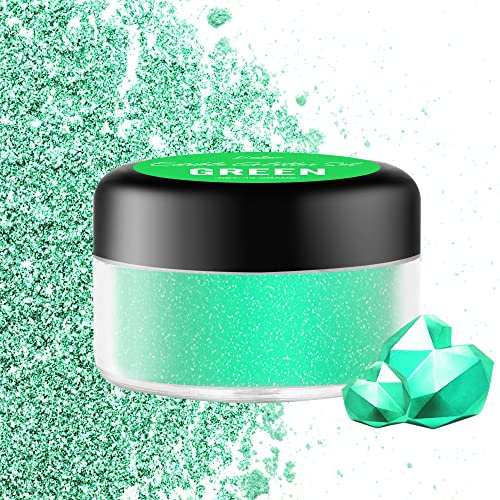 Glitter Commestibili - 10g Polvere di Grado Alimentare Metallizzata, Glitter Colorante Alimentare per Bevande, Decorazione di Torte, Cocktail, Cottura al Forno, Vino, Caramelle, Glassa (Verde)