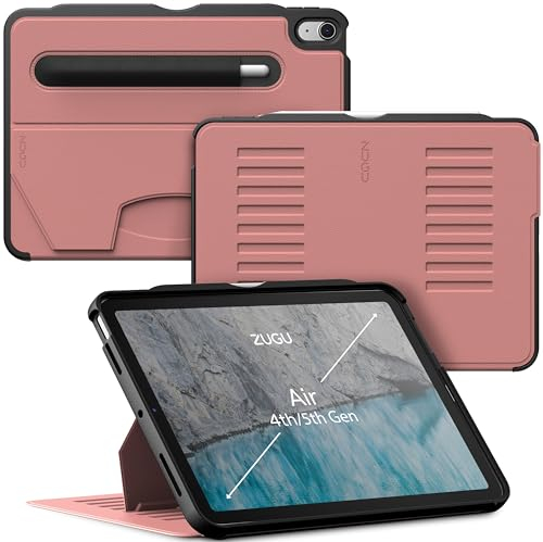 ZUGU CASE iPad Air 11 (M3 2025/M2 2024) & iPad Air 5. / 4. Generation (2022/2020) 10.9 Zoll schlanke Schutzhülle 8 Winkel-Ständer magnetisch, Aufladen iPad Stiftes Auto Sleep/Wake UP [Wüstenrose Rosa]