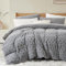 Lanqinglv Plüsch Bettwäsche 135x200 4Teilig Grau Fleece Flanell Flauschig Winterbettwäsche Sherpa Warme Getuftet Cashmere Touch Kuschelige 2 Bettbezug mit Reißverschluss und 2 Kissenbezug 80x80 cm