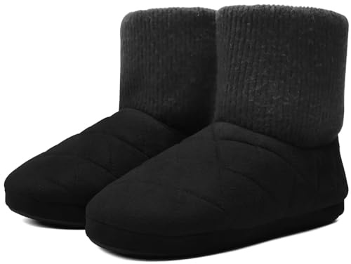 KuaiLu Chausson Botte Homme Hiver Peluche Chaud Memoire Forme Pantoufle | Hommes Chausson Montant Laine Fourrure Doublure Charentaise Maison de Slippers Bottine Antidérapant Interieur Semelle