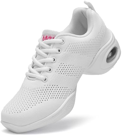 Frauen Tanzschuhe Leicht Atmungsaktiv Jazz Schuhe Tanz Schuhe Yoga Training Aerobic Schnürschuhe für Damen Weiß38