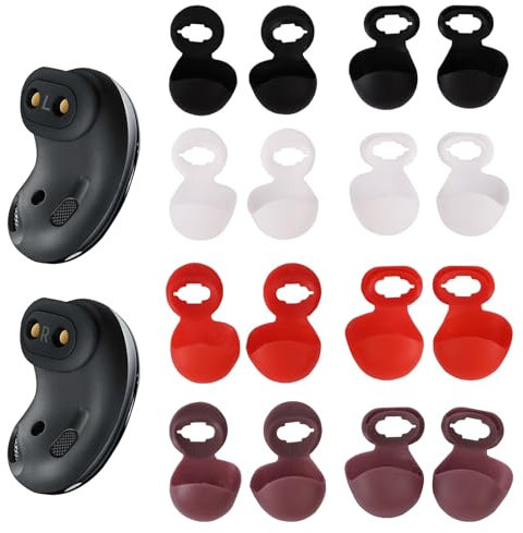 8 Pairs Ear Tips Compatible with Samsung Galaxy Buds Live Earplugs Soft Silicone Earbuds Eartips Accessories Compatible with Samsung Galaxy Buds Live Earphones Tips Cover (Red,Brown,Black, White)