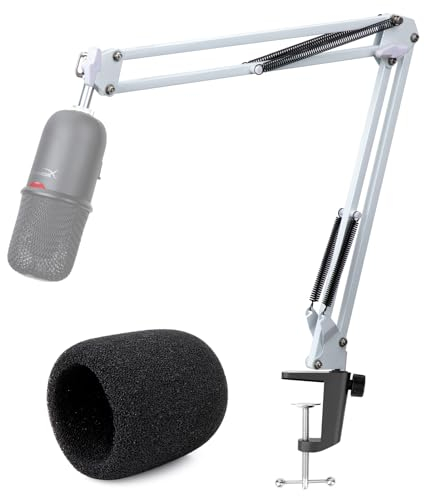 YOUSHARES Brazo Microfono, Boom Arm Soporte Microfono Ajustable HyperX SoloCast - Pie de Microfono para Micrófono de Condensador para Streaming & Juegos Hyperx SoloCast (Blanco)