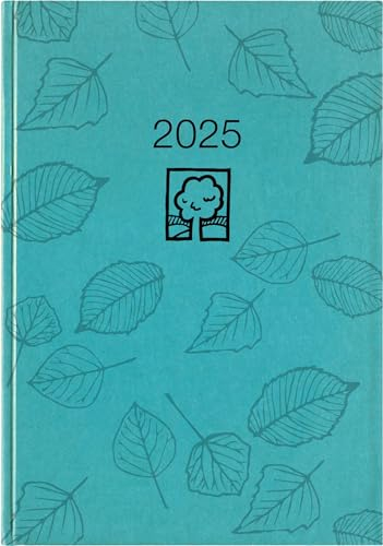 Zettler - Taschenkalender 2025 türkis, 10,2x14,2cm, Taschenplaner mit 400 Seiten im Kartoneinband, Tages- und Wochenzählung, Mondphasen, Monatsübersicht und internationales Kalendarium