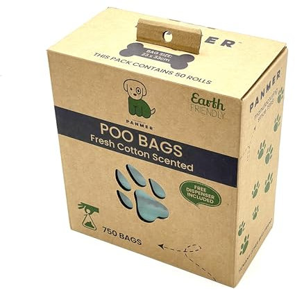 Hundekotbeutel, super stark, auslaufsicher, frische Baumwolle duftende Rollen (750 Beutel)