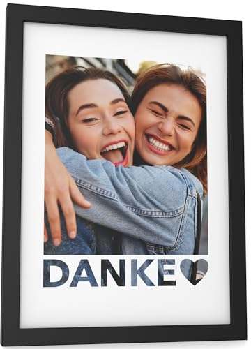 Papierschmiede® DANKE Bild personalisiert mit Foto - A5 im Bilderrahmen - Geschenke für Freunde - Personalisierter Fotodruck Hochzeit Beste Freundin Jubiläum Geschenk zum Abschied