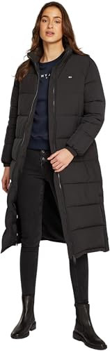 Tommy Jeans Abrigo de Plumas Mujer Maxi Essential Puffer Hasta Las Rodillas, Negro (Black), L