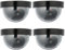 Relaxdays Kamera Attrappe, 4er Set, blinkende LED, innen & außen, batteriebetrieben, Überwachungskamera Dummy, schwarz