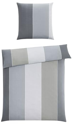 casa NOVA Satin-Bettwäsche - Grau - 135 x 200 cm - Baumwolle - mit Reißverschluss