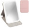 Schminkspiegel Kosmetikspiegel mit Beleuchtung Tragbarer LED Make up Spiegel 3 Farblichter Wiederaufladbarer Tischspiegel Beleuchteter Taschenspiegel Reisespiegel mit Licht Klappbar Klein (Rosa)
