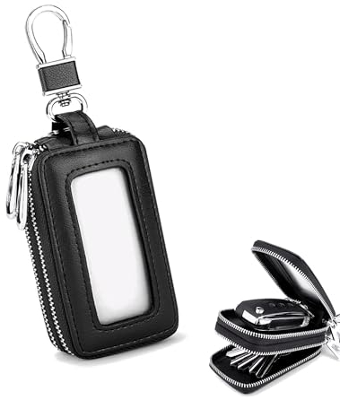 Wenyue Schlüsseletui Leder Auto Schlüsselanhänger Tasche Echt Leder Autoschlüssel Abdeckung Auto Schlüsseltasche mit Haken Multifunktionale Mini Münztasche Schlüsselmäppchen für Autoschlüssel