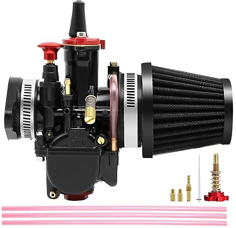 Kit di carburatore 21 24 26 28 30 32 34MM Carburatore da corsa universale 2T 4T con filtro ad aria, tubo di ammissione, spruzzatori per moto da corsa 75cc - 125cc Dirt Pit Bike ATV (28MM)