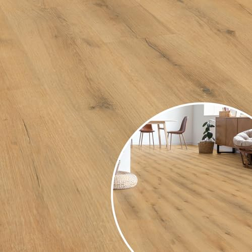 Laminat-SHOP24 HOME-Kollektion Klick Vinylboden Holzoptik Eiche Amsterdam – je Paket 2,23qm – 8 Dielen mit integrierter Trittschalldämmung – NK 23/31 – 1219,2 x 228,6 x 5 mm – Klick Vinyl Laminat