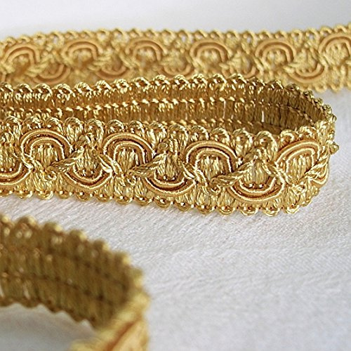 2 Meter Dekoborte Breite 1,6 cm Farbe Gold/Honiggelb Brokatborten Bänder Bordüre Brokat Spitze Posamentenborte
