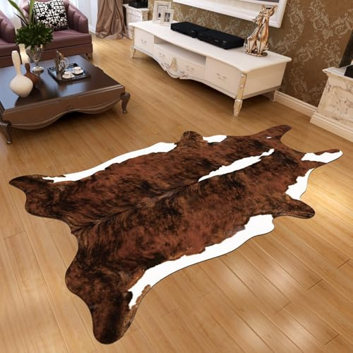 Cooalinar Teppich Mit Zebramuster,Teppich Aus Rindsleder,Kuhfell Teppich,Kunstfaser Teppich Rinderfell,Teppich Aus Kunsttierfell,Kuh-Druck Kunstpelz Tier Kuhfell-Teppich,FüR Zimmerdekoration