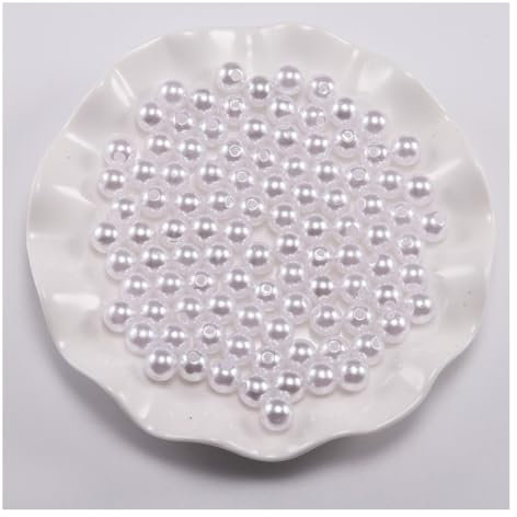 Wisafory 100 Stück Perlen zum Basteln Kunstharzperlen Glasperlen Acryl-Kunststoff-Perlen Bastelperlen Runde Kunststoffperlen mit Loch für Schmuckherstellung Halsketten Armbänder Weiß 4mm