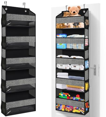 Hängeorganizer Tür Organizer Extra Großer Hängend Bad, Hängeaufbewahrung mit 5 Großen Taschen und 10 Seitentaschen Organizer Bad Grau für Kinderzimmer Schlafzimmer, Büro, Badezimmer(Schwarz)