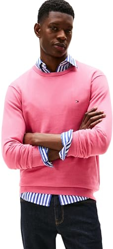 Tommy Hilfiger Uomo Pullover Essential Cotton con Scollo Rotondo, Rosa (Vintage Rosy), L