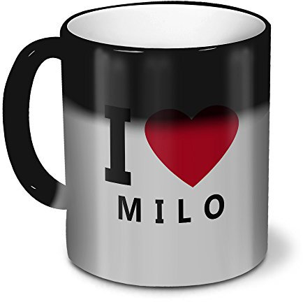 printplanet Zaubertasse mit Namen Milo - Magic Mug mit Design I Love - Zauberbecher, magische Kaffeetasse