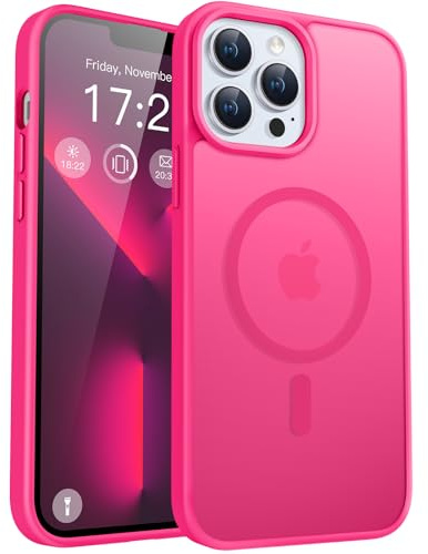 PuyaTeya für iPhone 13 pro Hülle, mit Magnetisch, Neon Pink