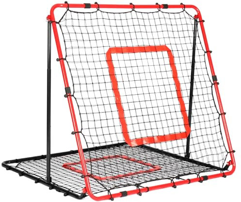 Rebounder für Fußball, 1.2x1.2m Double Sided Volleyball Rebounder Netz, Basketball Rebounder, mit Verstellbaren Winkellöchern, Geeignet für Schuss Pass und Ballannahme Training