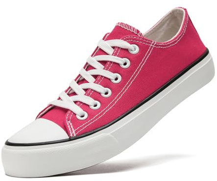 sharllen Chaussures en Toile Femmes Dames Baskets Haut Bas Classique Lace Up Trainers pour Hommes Femmes Toile Plimsolls Pompes Chaussures de Tennis décontractées(Rose 250)