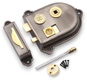 Infinity Decor Traditional Victorian Style Pewter Cromwell Iron Rim Latch Snib Lock Set for Interior Bedroom & Bathroom Door Gate