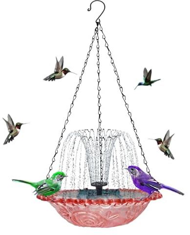 Vogelbad, Solarbrunnen, Futterstation | zum Aufhängen, Tränke, Dekoration, Außenbereich, Garten, Balkon, Vögel, Migratoren