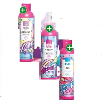 Avon Kids Pflegeset Shampoo/Conditoner &Entwirrspray &Duschgel Frutty