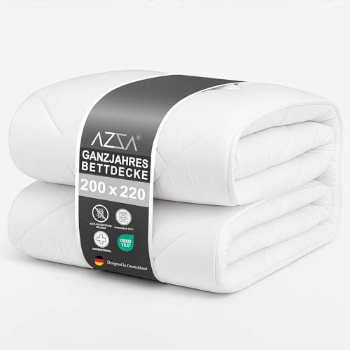 AZZA 4 Jahreszeiten Bettdecke Ganzjahresdecke 200x220 cm, Mikrofaser, Atmungsaktiv, Weich, Kuschelig, Waschbar, Allergiker geeignet, Öko-Tex Zertifiziert