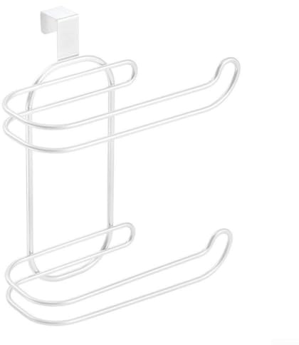Over Tank Toilet Paper Holder for Bathroom - Iron Toilet Tissue Holder with Roll Storage, Loo Roll Holder Over Cistern, WC Paper Holder Hanging, Bathroom Tissue Roll Organiser(white)