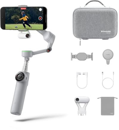Insta360 Flow 2 Pro Pack Pack Creator Ultimate - Gimbal per iPhone/Android | Stabilizzatore per Smartphone, tracciamento con DockKit, tracciamento IA di Gruppo,selfie stick con treppiede integrato