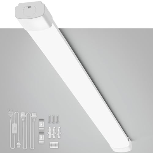 5 Stück LED Feuchtraumleuchte 150CM 45W 5000lm Kaltlweiß 5000K, Plug und Play Wannenleuchte Einfache Montage Feuchtraum Lampe Flach Deckenleuchte Wasserfest IP65 Werkstattlampe für Büro Keller Garage