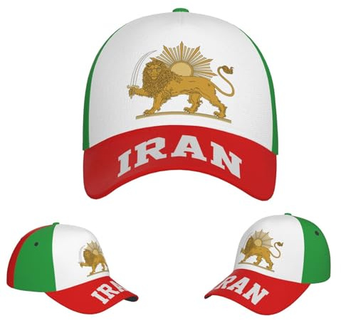 peiyeety „Make Iran Great Again-Hut, Miga-Baseballkappe, Trucker-Cap mit Alter iranischer Flagge, Löwe und Sonne für Damen und Herren
