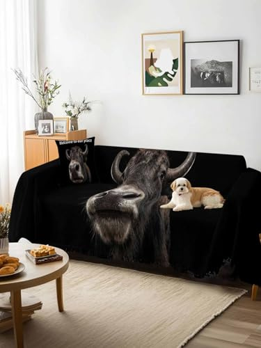 Funny Yak Sofa Cover Blanket Couch Covers for Armchair Cushion,Couch Sofa Silpcover with Tassel,Welcome To OUR Place Modern Retro Living Room Bedroom Throw Towel Blanket Covers XX-L 71x150