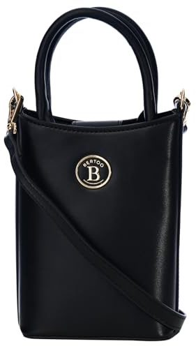 BERTOO Francesca Umhängetasche Damen - Schwarz, Kunstleder, 20x13x7 cm | Italienisches Design