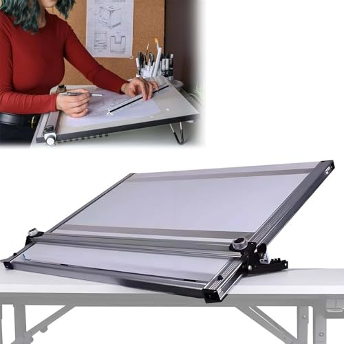 Tablero de dibujo portátil A2, soporte de dibujo de escritorio con tira de papel a presión, línea de longitud y proporcionalidad, 6 ángulos ajustables para dibujo, artistas, arquitectos, estudiantes