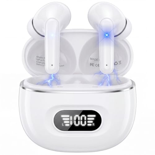 Bluetooth Kopfhörer, Kopfhörer Kabellos Bluetooth 5.3 mit 72std Spielzeit, ENC Noise Cancelling Wireless Earbuds Tiefer Bass, Touch Control, IP7 Wasserdicht Ohrhörer LED-Anzeige für Arbeit/Studium