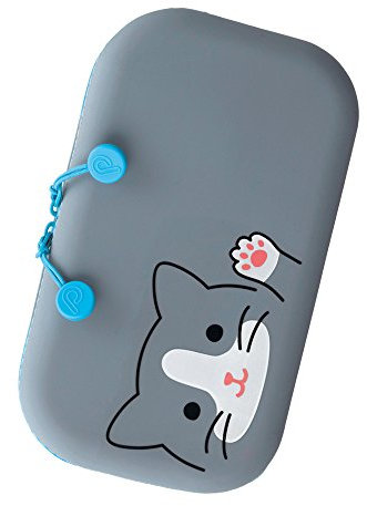 LIHIT LAB PuniLabo Pochette à Stylo zippée, Chat Gris., Large: 7.5 × 1.5 inches, Moderne