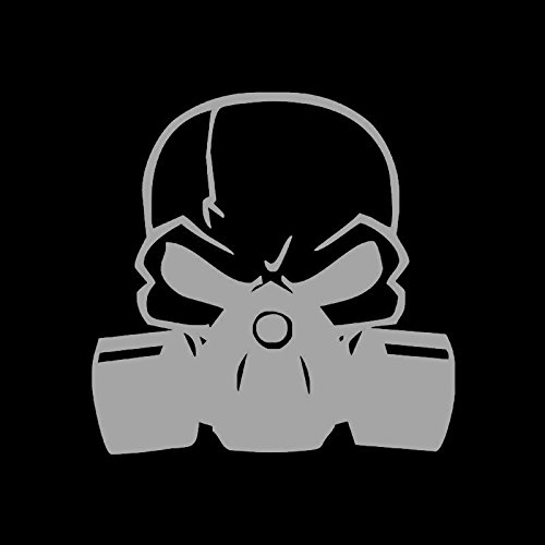 greestick Aufkleber Gasmaske 14x14cm Silber by Sticker Biker Skull Decal Vinyl