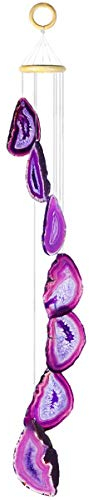 KYEYGWO Lila Achat Scheiben Geode Windspiel Sun Catcher KristallsteinGlockenspiel Artwork für Hausgarten Dekoration 70-85 cm