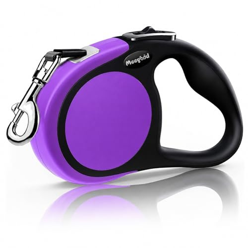 MigooPet Hundeleine, strapazierfähig, einziehbar, 4.6 m, in 2 Größen erhältlich, robuste und langlebige einziehbare Leine für kleine bis große Hunde mit bis zu 45/115 kg, Small/Medium, violett