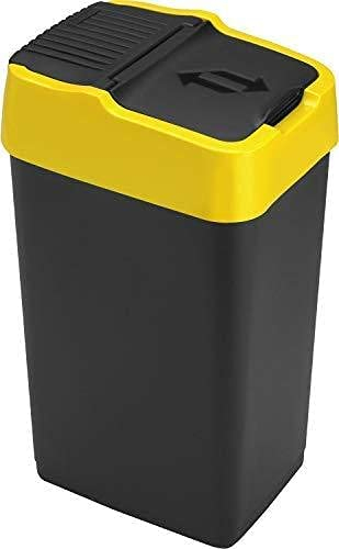 Sterling Ventures 18L Plastic Indoor Recycling Bin with Double Swing Lid Top Colour Coded (Yellow)